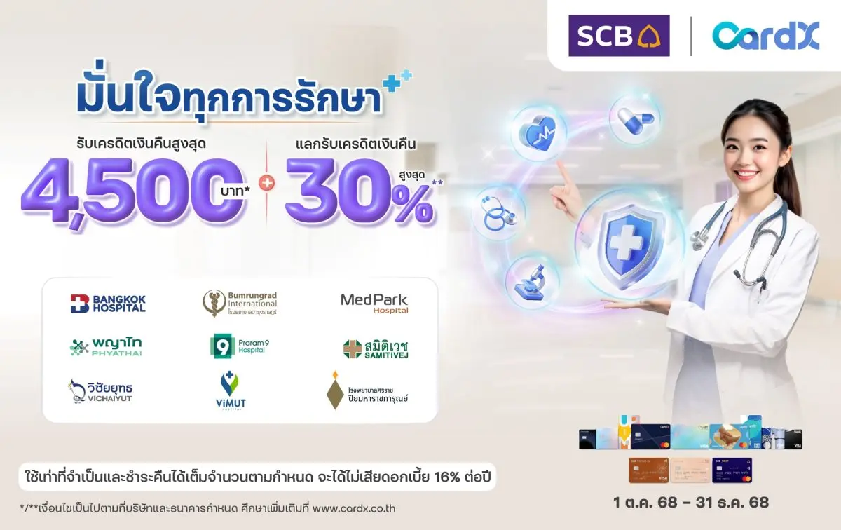 เมื่อ “สุขภาพ” กลายเป็นหนึ่งในเป้าหมายสำคัญของชีวิตยุคใหม่ CardX ผู้นำด้านนวัตกรรมบัตรเครดิต เดินหน้าจับกระแส Wellness Economy ไทย ที่กำลังเติบโตแรงที่สุดในภูมิภาค ด้วยการเปิดตัวแคมเปญสุดพิ...