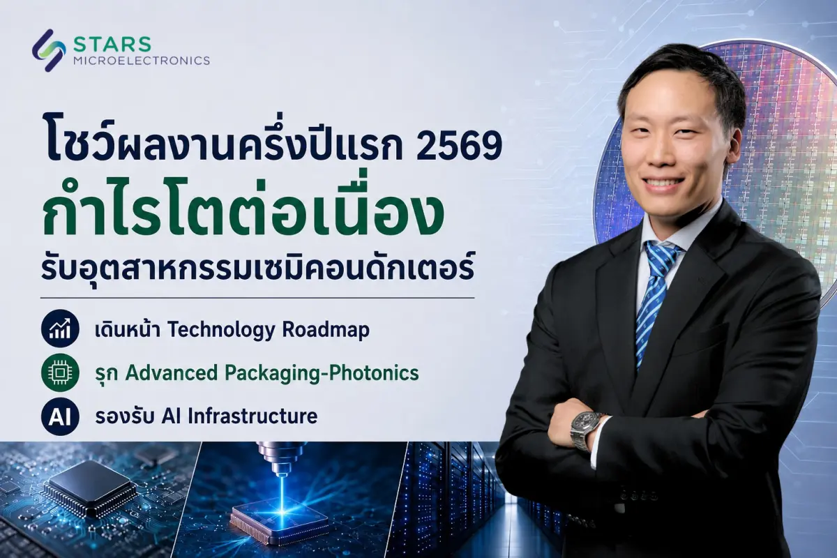 เดินหน้า Technology Roadmap รุก Advanced Packaging–Photonics รองรับ AI Infrastructure บริษัท สตาร์ส ไมโครอิเล็กทรอนิกส์ (ประเทศไทย) จำกัด (มหาชน) (“บริษัทฯ” หรือ “SMT”) เดินหน้าสร้างการเติบโตอย่างต่อ...